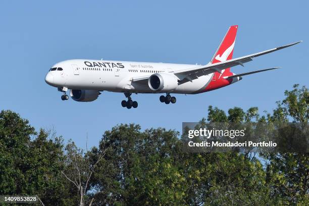 Boeing 787 Dreamliner Qantas Airlines. Aircraft to Fiumicino Leonardo da Vinci Airport. Fiumicino , July 14th, 2022