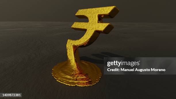 melting indian rupee sign - indian economy stock pictures, royalty-free photos & images