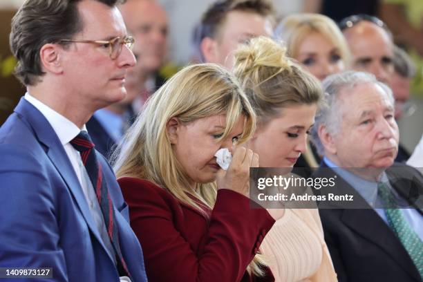 Hendrik Wüst, CDU premier of North Rhine-Westphalia, Corinna Schumacher, wife of former Formula One champion Michael Schumacher and her daughter Gina...