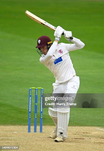 Kasey Aldridge of Somerset plays a shot during Day Two of the LV= Insurance County Championship match between Somerset and Yorkshire at The Cooper...