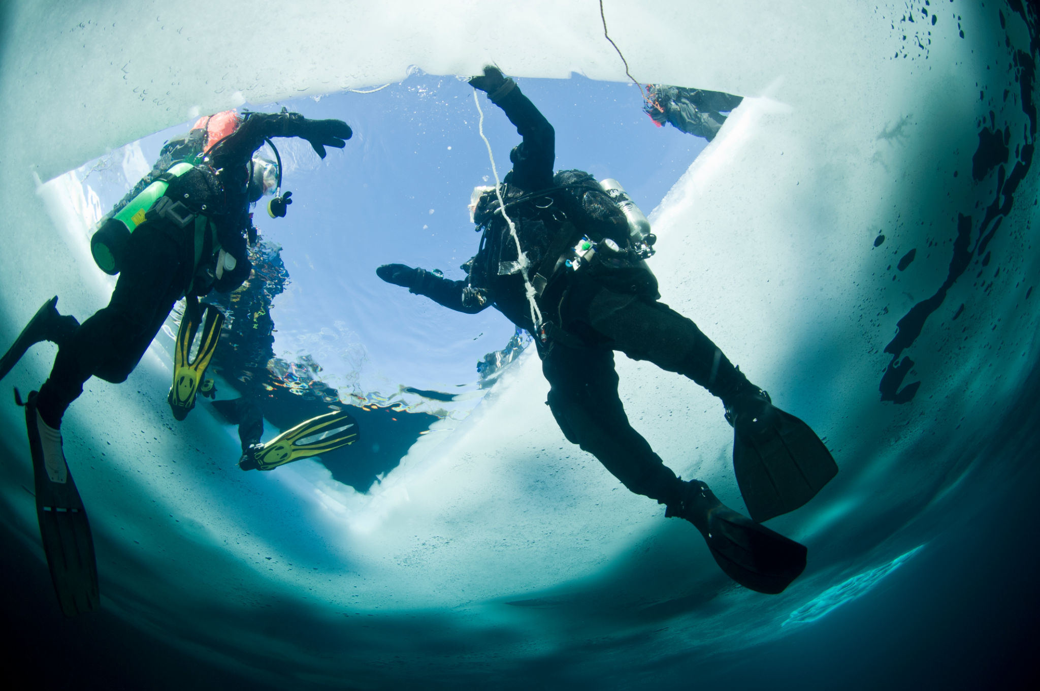scuba diver in winter