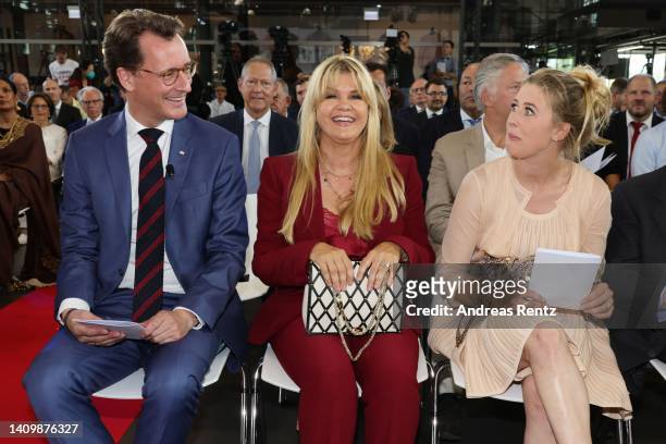 Hendrik Wüst, CDU premier of North Rhine-Westphalia, Corinna Schumacher, wife of former Formula One champion Michael Schumacher and her daughter Gina...