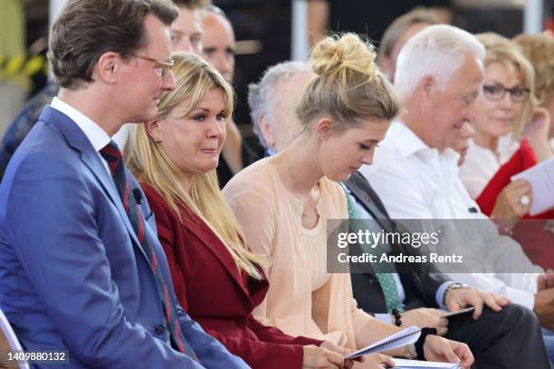 Hendrik Wüst, CDU premier of North Rhine-Westphalia, Corinna Schumacher, wife of former Formula One champion Michael Schumacher and her daughter Gina...