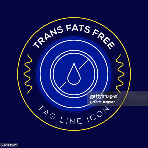 trans fat free circle badge, modern logo vector icon design line style - soybean stock illustrations