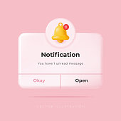 3D Reminder, Notifications page with floating elements. Business planning, events, date reminder, or timetable concept. Vector Illustration in minimal 3D style