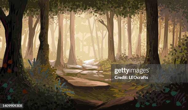 schöne herbst wald - fantasmagorie stock-grafiken, -clipart, -cartoons und -symbole