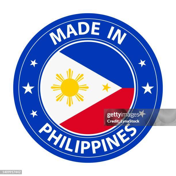 made in philippines badge vector. sticker with stars and national flag. sign isolated on white background. - philippine flag stock illustrations