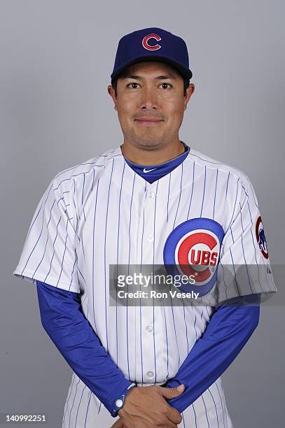 Rodrigo Lopez of the Chicago Cubs poses during Photo Day on Monday, February 27, 2012 at Hohokam Stadium in Mesa, Arizona.