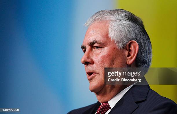 Rex Tillerson, chief executive officer of Exxon Mobile Corp., speaks at the 2012 CERAWEEK conference in Houston, Texas, U.S., on Friday, March 9,...