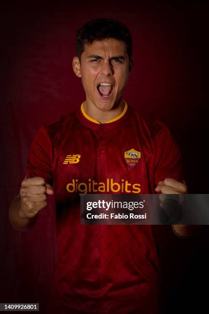 Roma player Paulo Dybala during a photo shoot with new AS Roma home Kiton July 20, 2022 in Albufeira, Portugal.