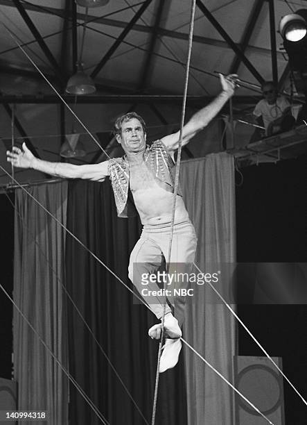 Aired 9/6/70 -- Pictured: A trapeze artist performs an act during the show -- Photo by: Ray Fisher/NBCU Photo Bank