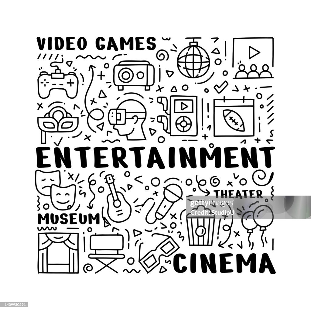 Entertainment Hand Drawn Doodle Concept High-Res Vector Graphic - Getty ...