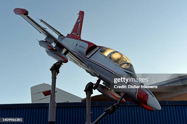 An Aero L-39 Albatros is presented at Technik Museum Sinsheim on July 17, 2022 in Sinsheim, Germany.