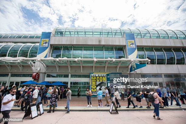 General view of the atmosphere outside the San Diego Convention Center during 2022 Comic-Con International on July 20, 2022 in San Diego, California.