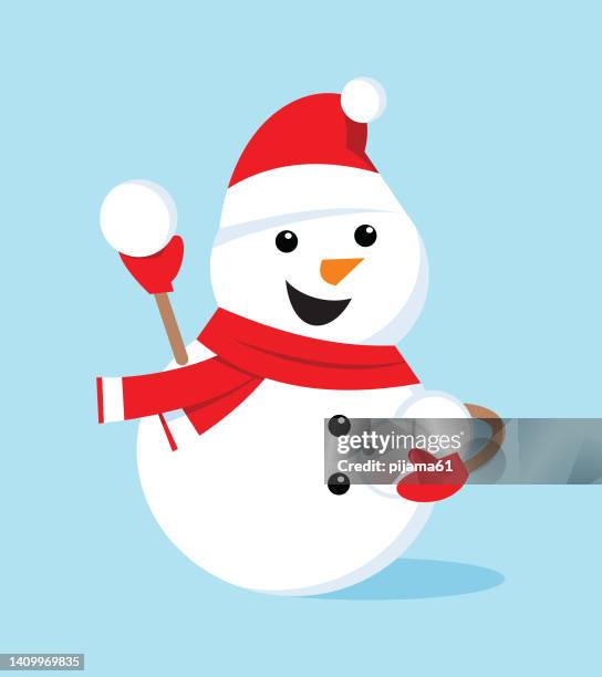 ilustraciones, imágenes clip art, dibujos animados e iconos de stock de lindo icono de personaje de muñeco de nieve - muñeco de nieve