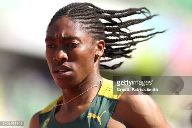 Caster Semenya of Team South Africa competes in the Women's 5000m heats on day six of the World Athletics Championships Oregon22 at Hayward Field on...