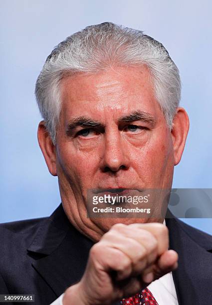 Rex Tillerson, chief executive officer of Exxon Mobile Corp., speaks at the 2012 CERAWEEK conference in Houston, Texas, U.S., on Friday, March 9,...