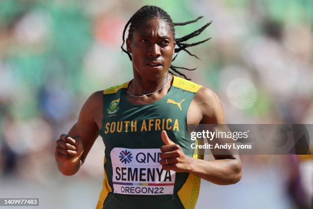 Caster Semenya of Team South Africa competes in the Women's 5000m heats on day six of the World Athletics Championships Oregon22 at Hayward Field on...