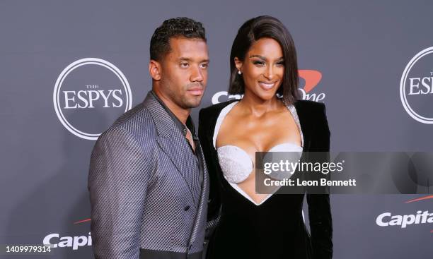 Russell Wilson and Ciara attend the 2022 ESPYs at Dolby Theatre on July 20, 2022 in Hollywood, California.