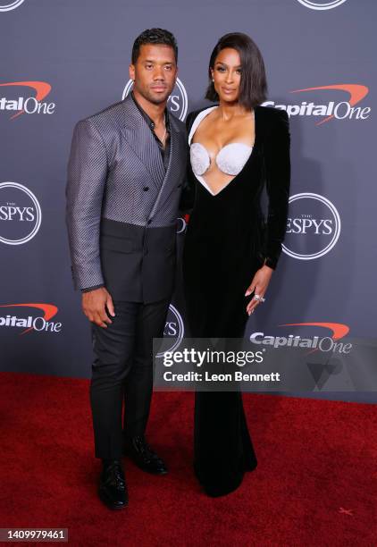 Russell Wilson and Ciara attend the 2022 ESPYs at Dolby Theatre on July 20, 2022 in Hollywood, California.