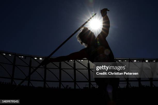 Kathryn Mitchell of Team Australia competes in the Women's Javelin Throw event on day six of the World Athletics Championships Oregon22 at Hayward...