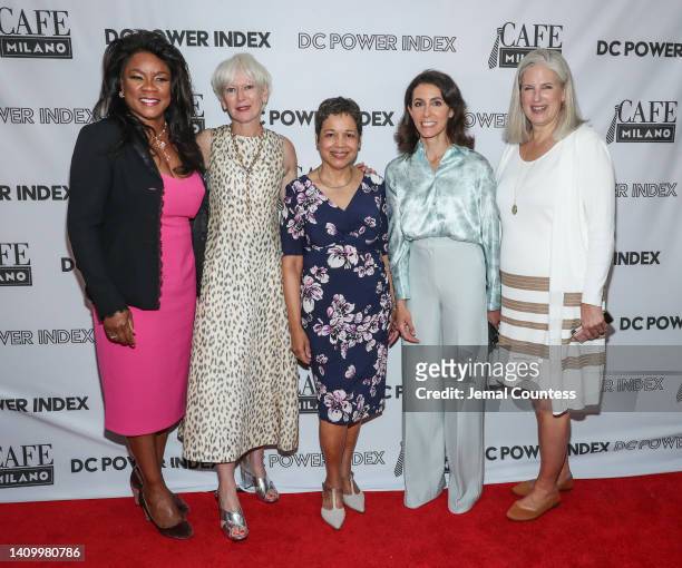 Denyce Graves, Joanna Coles, Ingrid Ciprian-Matthews, Kris Coratti and Karen Knutson attend 2022 DC Power Index Prize Lunch hosted by Joanna Coles,...
