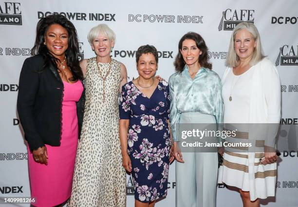 Denyce Graves, Joanna Coles, Ingrid Ciprian-Matthews, Kris Coratti and Karen Knutson attend 2022 DC Power Index Prize Lunch hosted by Joanna Coles,...