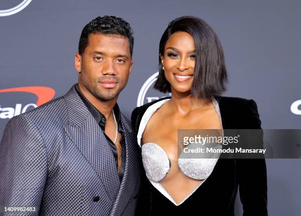 Russell Wilson and Ciara attend the 2022 ESPYs at Dolby Theatre on July 20, 2022 in Hollywood, California.