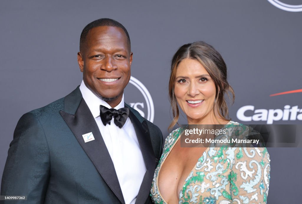 Raheem Morris and Nicole Marie Moulton attend the 2022 ESPYs at Dolby