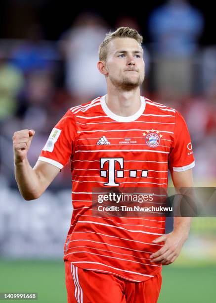 Matthijs de Ligt of Bayern Munich celebrates after scoring their side's fourth goal during the pre-season friendly match between DC United and Bayern...