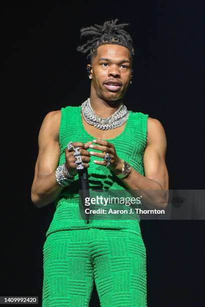 Lil Baby performs on stage during the One of Them Ones tour at Capital One Arena on July 19, 2022 in Washington, DC.