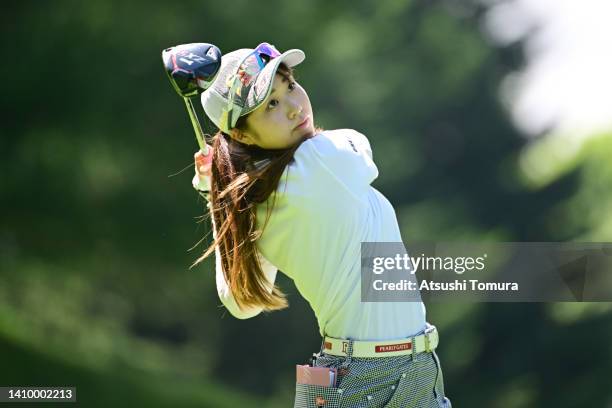 Amateur Reika Minato of Japan hits her tee shot on the 12th hole during the first round of Daito Kentaku eHeyanet Ladies at Takino Country Club on...