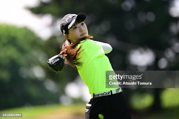 Amateur Shua Matsubara of Japan hits her tee shot on the 12th hole during the first round of Daito Kentaku eHeyanet Ladies at Takino Country Club on...
