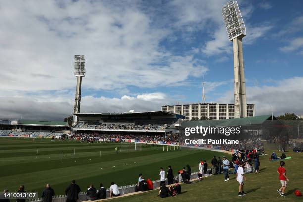 General views during a Manchester United training session at the WACA on July 21, 2022 in Perth, Australia.