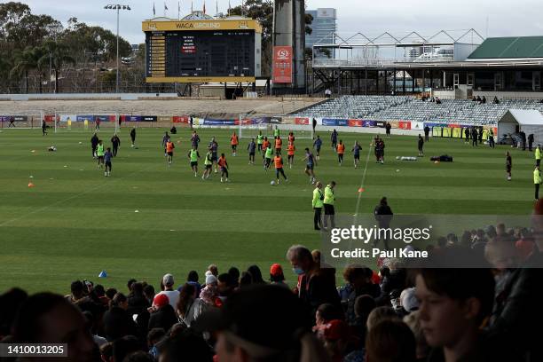 General views during a Manchester United training session at the WACA on July 21, 2022 in Perth, Australia.
