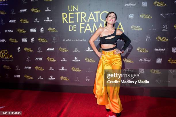 Stephanie Salas poses for a photo on the red carpet during the premiere of "Un Retrato De Familia" at Cinemex Antara Polanco on July 20, 2022 in...