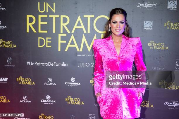 Mar Saura poses for a photo on the red carpet during the premiere of "Un Retrato De Familia" at Cinemex Antara Polanco on July 20, 2022 in Mexico...