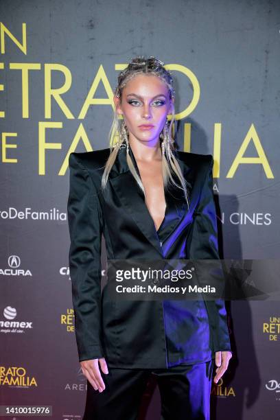Regina Contreras poses for a photo on the red carpet during the premiere of "Un Retrato De Familia" at Cinemex Antara Polanco on July 20, 2022 in...
