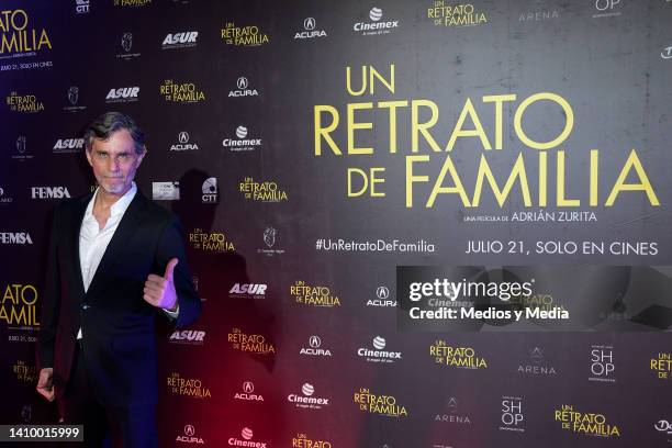 Humberto Zurita poses for a photo on the red carpet during the premiere of "Un Retrato De Familia" at Cinemex Antara Polanco on July 20, 2022 in...