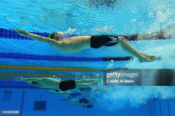 Matthew Hinchliffe of Borough of Kirklees compates in heat 3 of the Men's 200m Backstroke during day five of the British Gas Swimming Championships...