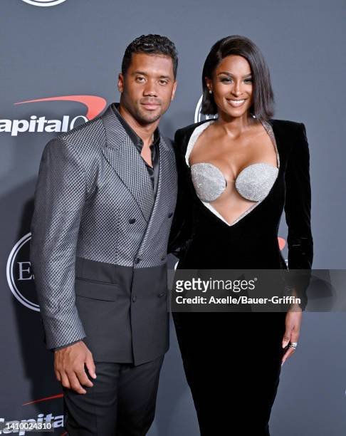 Russell Wilson and Ciara attend the 2022 ESPYs at Dolby Theatre on July 20, 2022 in Hollywood, California.