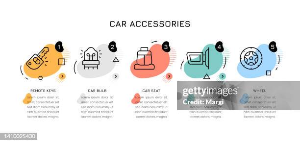 car accessories infographic concepts - car radio stock illustrations