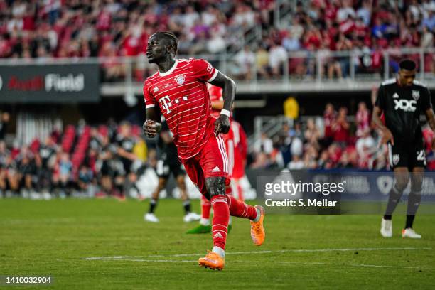 Sadio Mane of FC Bayern Muenchen reacts during the pre-season friendly match between DC United and Bayern Munich at Audi Field on July 20, 2022 in...