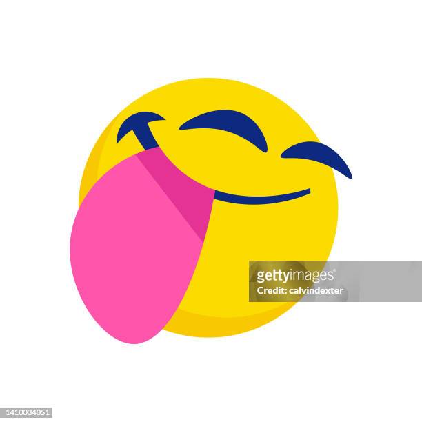 emoticon ragt aus der zunge heraus - stick out tongue emoji stock-grafiken, -clipart, -cartoons und -symbole