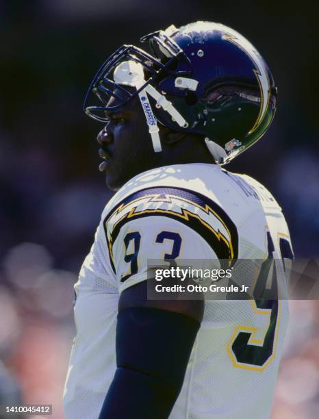 Reuben Davis, Defensive End for the San Diego Chargers during the American Football Conference West Division game against the Oakland Raiders on 3rd...