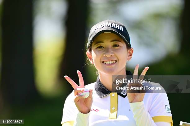 Kana Nagai of Japan poses on the 10th green during the first round of Daito Kentaku eHeyanet Ladies at Takino Country Club on July 21, 2022 in...