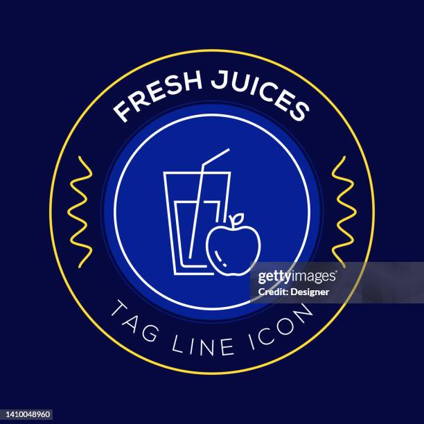 fresh juice circle badge, modern logo vector icon design line style - alcohol detoxification stock illustrations