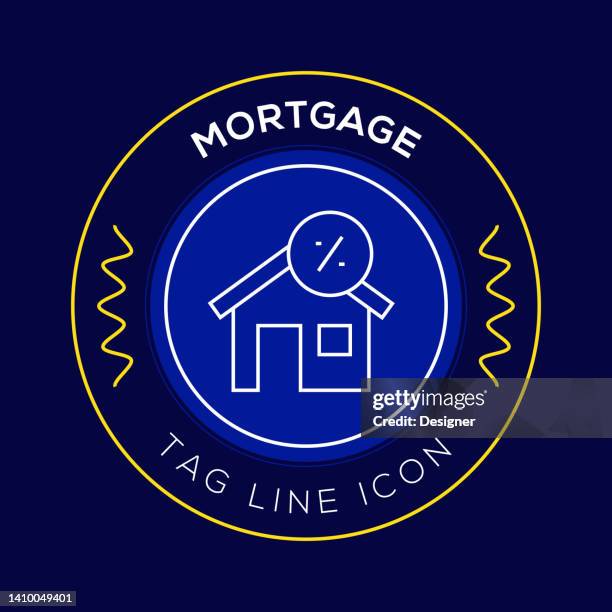 mortgage circle badge, modern logo vector icon design line style - mortgage document stock illustrations