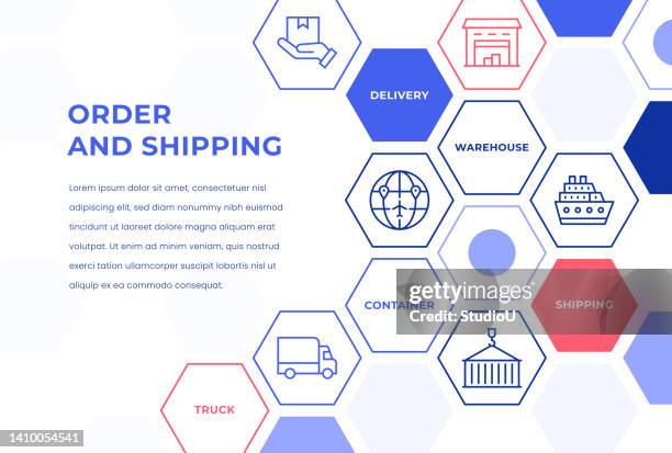 order and shipping web banner concepts - dock background stock illustrations