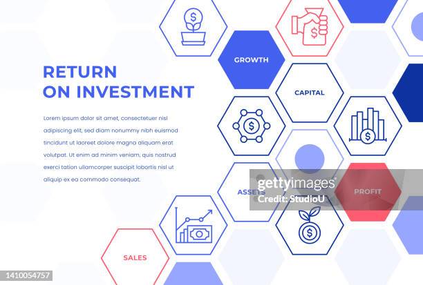 return on investment web banner concepts - measure progress stock illustrations